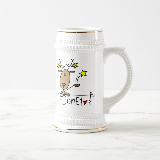 Comet Reindeer Christmas Tshirts and Gifts Beer Stein (Right)