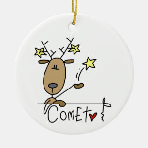 Comet Reindeer Christmas Tshirts and Gifts Ceramic Ornament