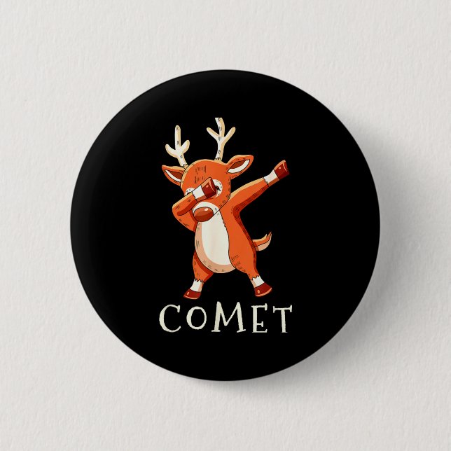Comet Santas Reindeers Family Matching Outfit Chri Button (Front)