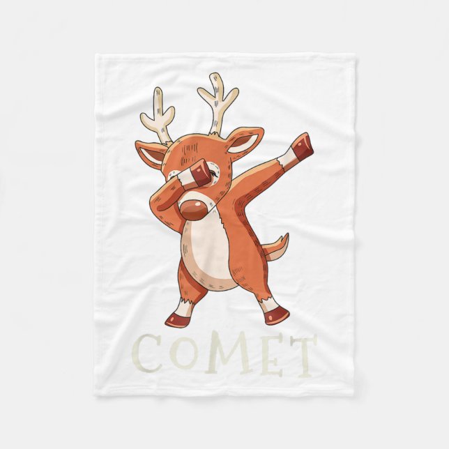 Comet Santas Reindeers Family Matching Outfit Chri Fleece Blanket (Front)