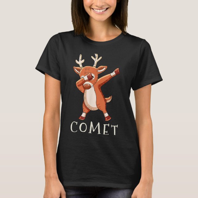 Comet Santas Reindeers Family Matching Outfit Chri T-Shirt (Front)