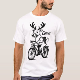  Comet The Reindeer Riding a Bike T-Shirt