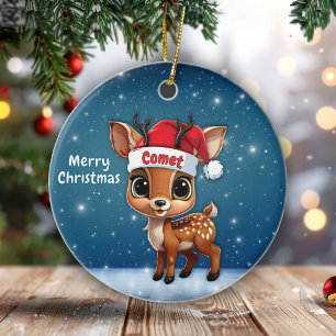 Comet Whimsical Reindeer Baby Woodland Animal 🦌🎄 Ceramic Ornament