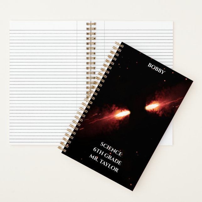 Comets Collide Orange Cosmic Space  Notebook (Inside)