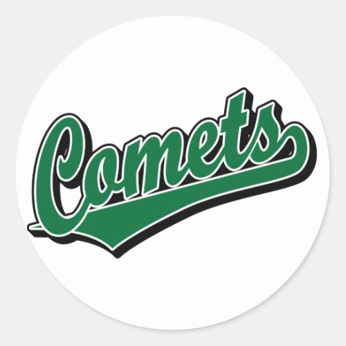 Comets in Green Classic Round Sticker