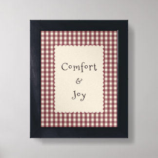 Comfort and Joy Burgundy Gingham Christmas Framed Art
