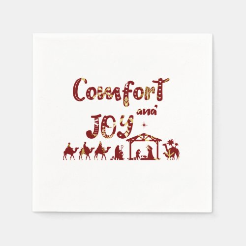 Comfort And Joy Christian Christmas Nativity Napkins