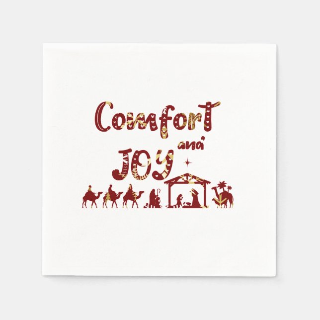 Comfort And Joy Christian Christmas Nativity Napkins (Front)
