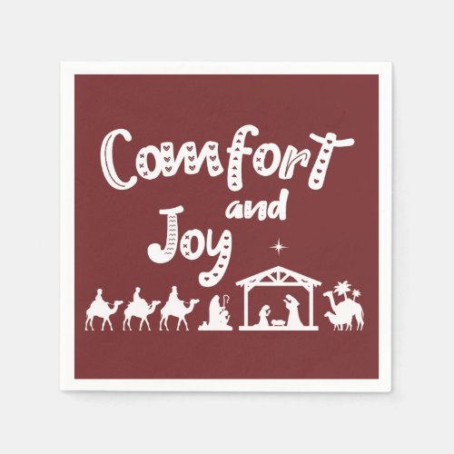 Comfort And Joy Christian Christmas Nativity Napkins