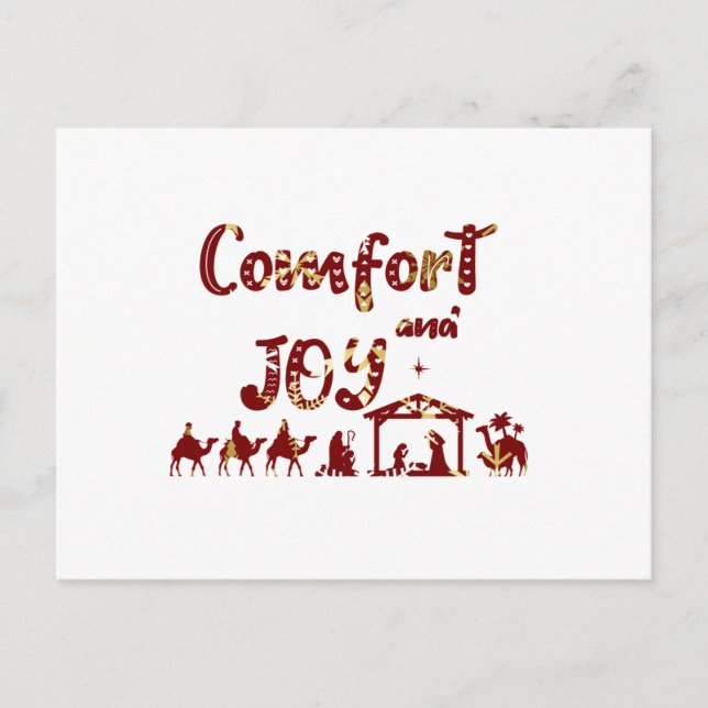 Comfort And Joy Christian Christmas Nativity Postcard (Front)