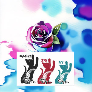 Comfort And Joy Christmas Blessing 3 Cats Praying Rectangular Sticker