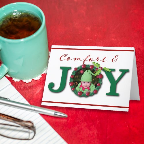 Comfort and Joy Christmas Holiday Photo Card