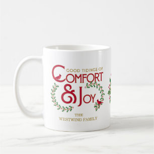 Comfort and Joy Christmas Typography Personalized Coffee Mug