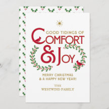 Comfort and Joy Merry Christmas Flat Holiday Card