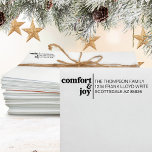 Comfort and Joy Modern Christmas Return Address Self-inking Stamp<br><div class="desc">Our "Comfort and Joy Modern Christmas" Return Address Self-Inking Stamp, the perfect holiday accessory to streamline your card-sending process this festive season. Crafted with contemporary flair and featuring the delightful "Comfort and Joy" theme, this stamp combines functionality with style. Say goodbye to tedious handwriting and hello to convenience as this...</div>