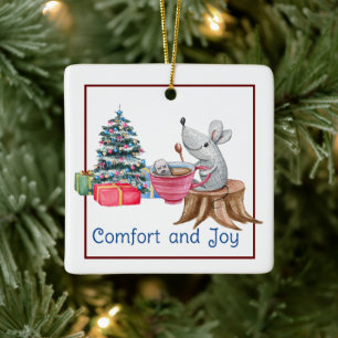 Comfort And Joy Mouse With Tea Ornament