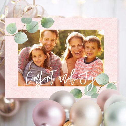 Comfort and Joy Pastel Pink Airy Sweet Christmas   Card