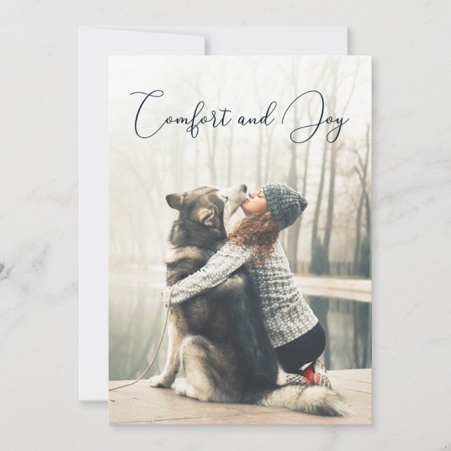 Comfort and Joy Personalized Holiday Photo Card (Front)