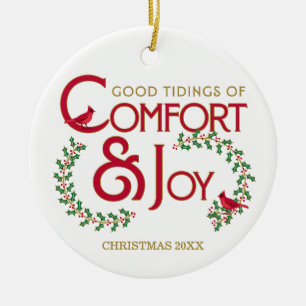 Comfort and Joy Red Cardinal Personalized Ornament