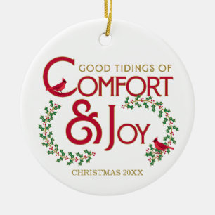 Comfort and Joy Red Cardinal Personalized Ornament