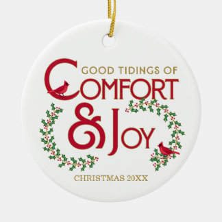 Comfort and Joy Red Cardinal Personalized Ornament