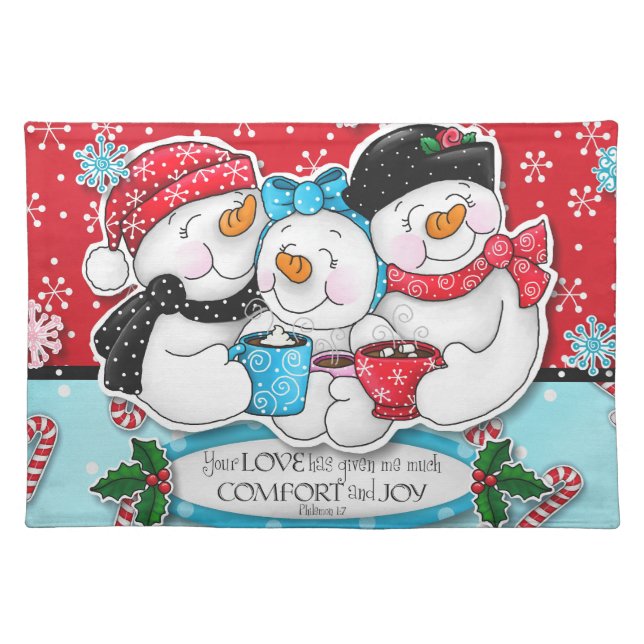 "Comfort and Joy" Snowman Friends Placemat (Front)