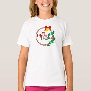 Comfort Colors® Girls Merry Christmas Wreath Tee 