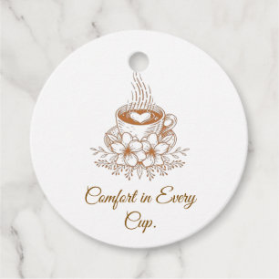 Comfort in Every Cup Floral Coffee Tag