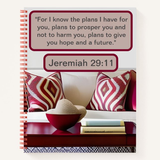 Comfort in His Plans: Jeremiah 29:11 Homey Vibes  Notebook (Front)