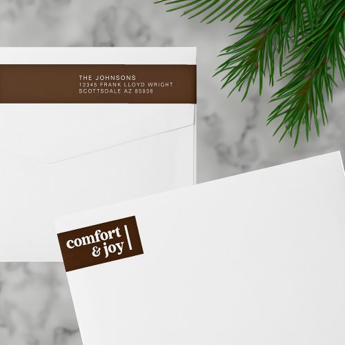 Comfort  Joy Christmas Minimalist Return Address Wrap Around Label