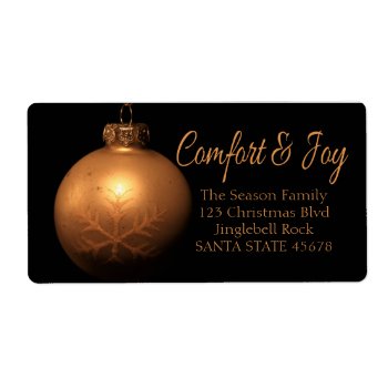 Comfort & Joy Golden Ornament Label by PortoSabbiaNatale at Zazzle