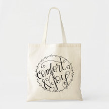 Comfort & Joy Hand Lettered Tote Bag
