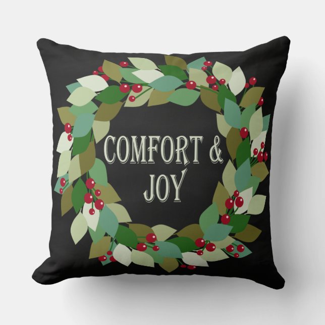 Comfort & Joy | Holiday Wreath Throw Pillow (Front)