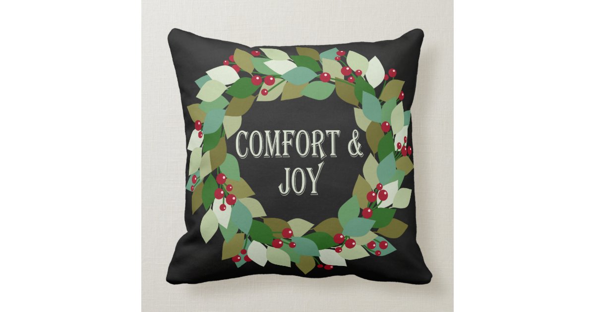 Comfort & Joy Holiday Wreath Throw Pillow