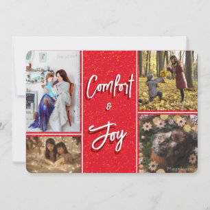 Comfort & Joy in Red Photo Christmas Letter Card