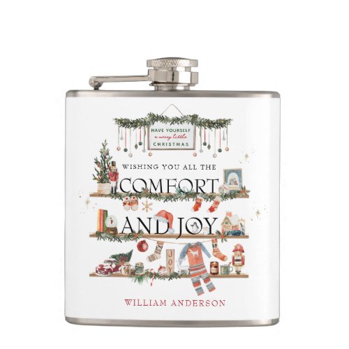 Comfort  Joy  Merry Little Christmas   Flask