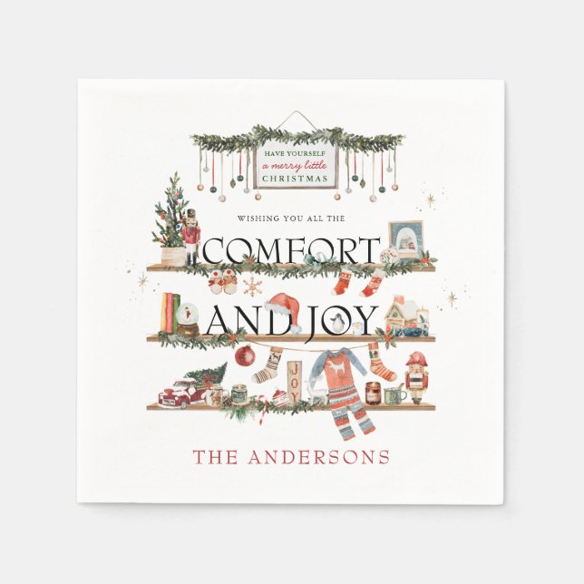 Comfort & Joy | Merry Little Christmas Party Napkins (Front)