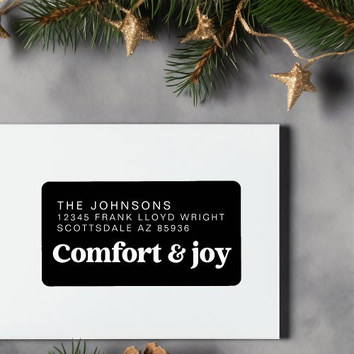 Comfort  Joy Photo and Name Modern Christmas Label