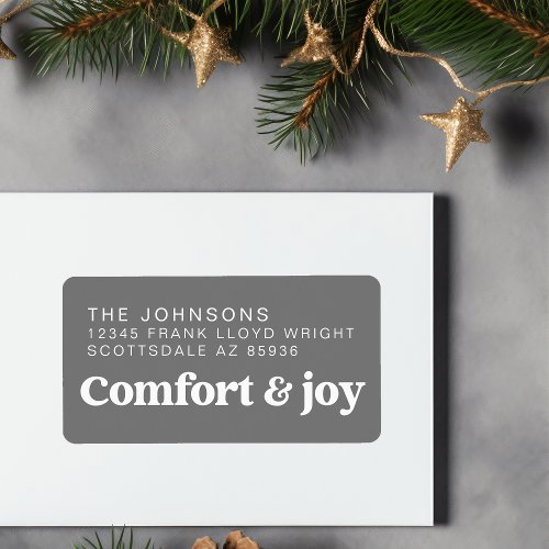 Comfort  Joy Photo and Name Modern Christmas Label