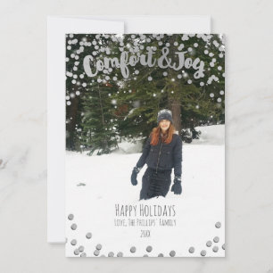 Comfort & Joy Silver Holiday Christmas Photo Card