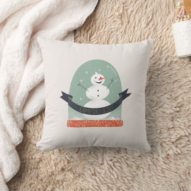 Comfort & Joy Snowman  Throw Pillow (Blanket)