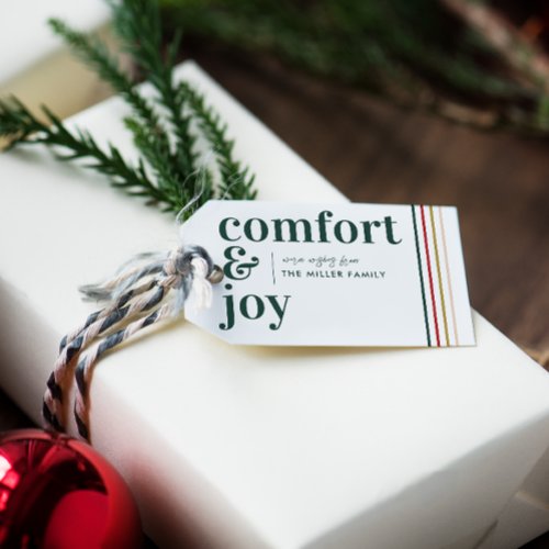 Comfort  Joy  Stylish Forest Green Christmas  Gift Tags
