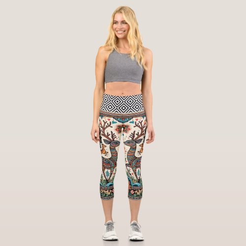 Comfort Meets Culture High_Waisted Ethnic Capris 