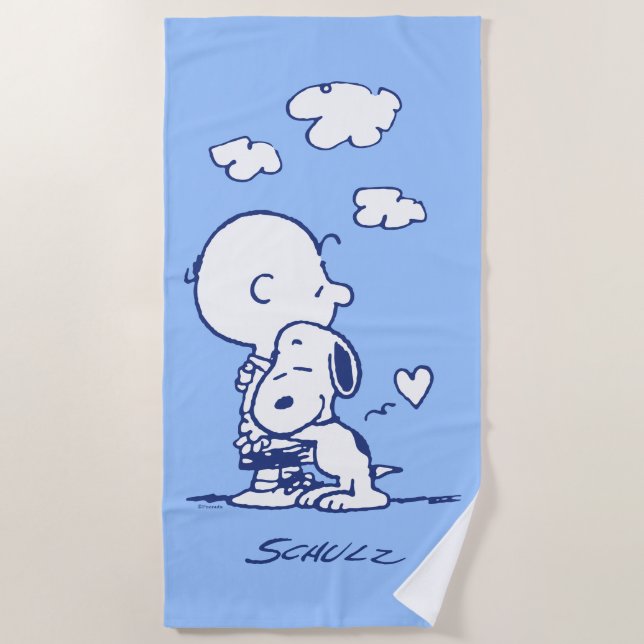 Comfort & Security | Charlie & Snoopy Hug Beach Towel (Front)
