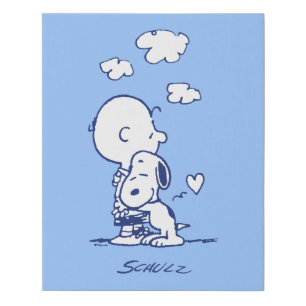 Comfort & Security Charlie & Snoopy Hug Faux Canvas Print