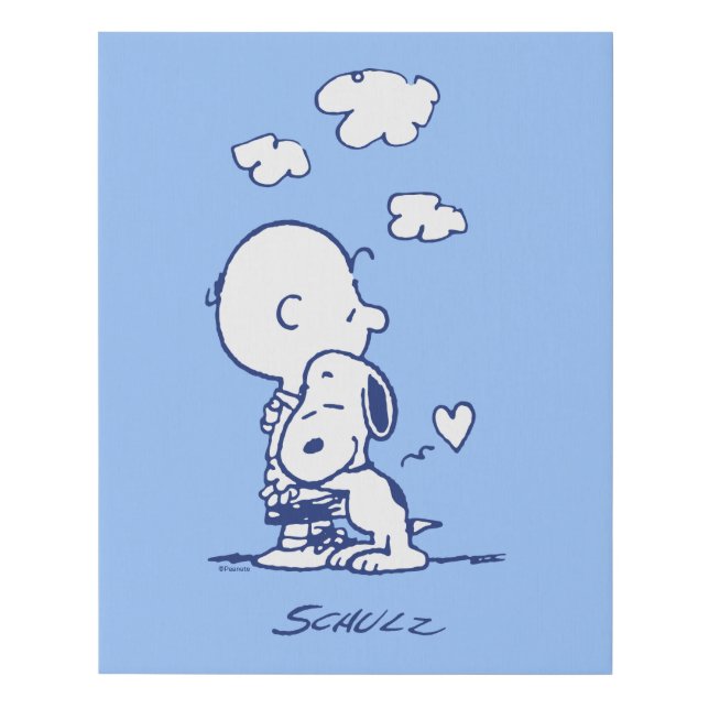 Comfort & Security | Charlie & Snoopy Hug Faux Canvas Print (Front)