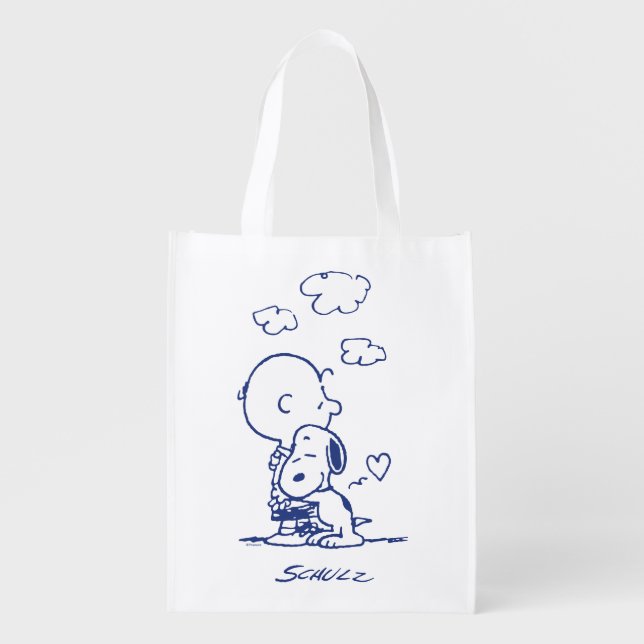 Comfort & Security | Charlie & Snoopy Hug Grocery Bag (Front)
