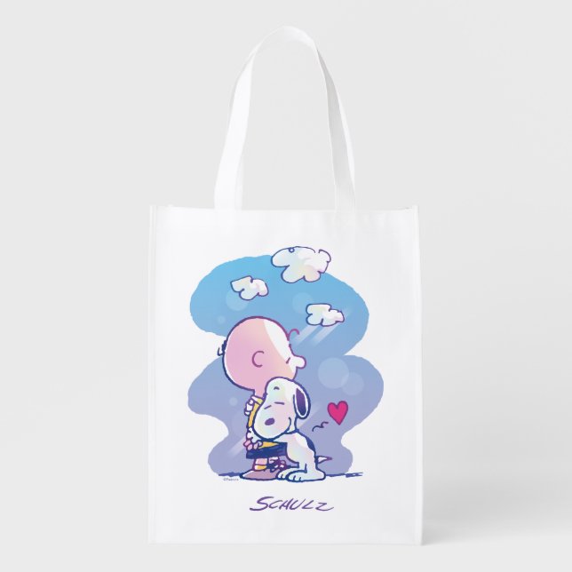 Comfort & Security | Charlie & Snoopy Hug Grocery Bag (Front)