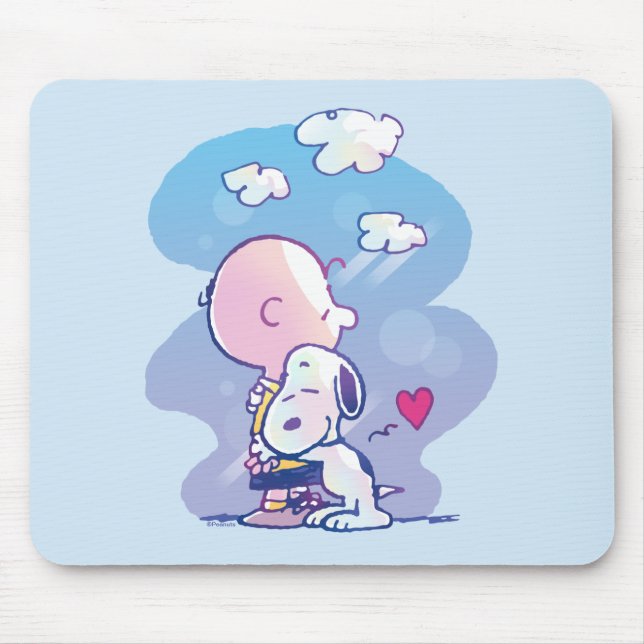 Comfort & Security | Charlie & Snoopy Hug Mouse Pad (Front)