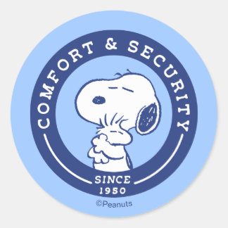 Comfort & Security | Snoopy & Woodstock Hug Classic Round Sticker